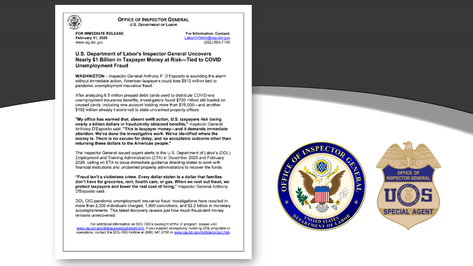 DOL-OIG Press Release on February 11, 2026